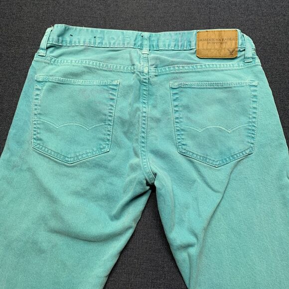 AMERICAN EAGLE OUTFITTERS® Men Skinny Jeans Turquoise Blue 32x32 99% Cotton VTG - Picture 5 of 9